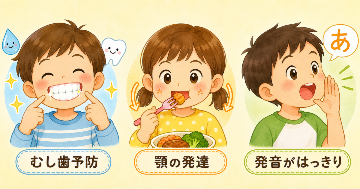 ■よく噛むことで得られる子どもへの3つの効果
