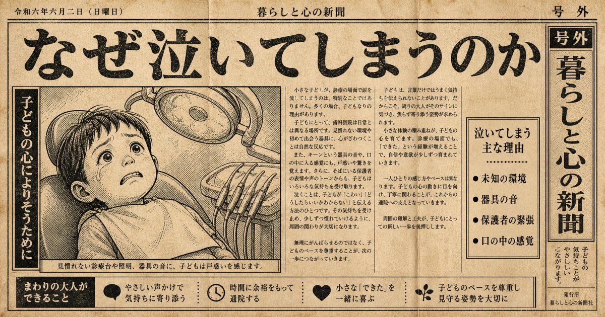 子どもが歯医者を嫌がる・泣く主な原因と心理的背景