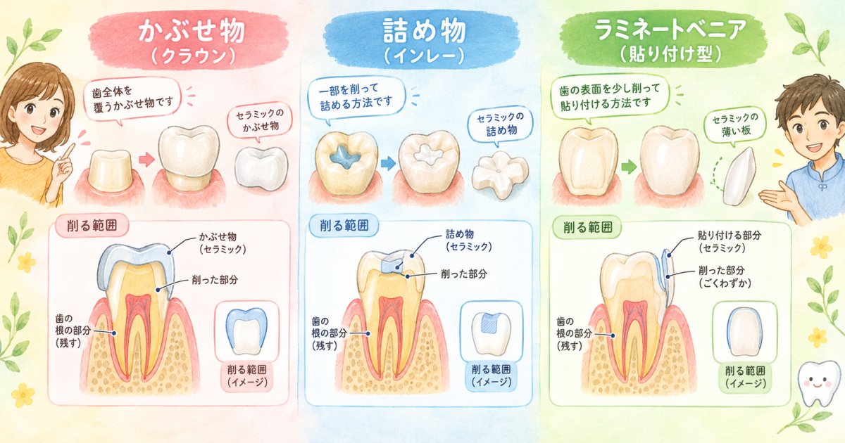 セラミックで歯を削る量は「むし歯の除去」と「厚みの確保」の足し算で決まる